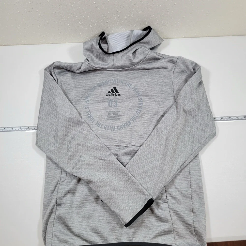Adidas Hoodie‎ Mens Small Gray Excellent Athletic Graphic Pullover Sweatshirt